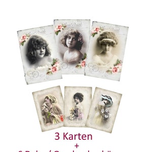 Grußkarten, Vintage Deko Karten, Geschenkanhänger und Postkarten im Vintage Stil, Eigenentwurf & Anfertigung, Set No 9