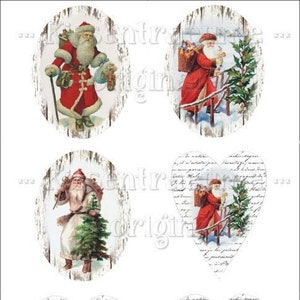Christmas, iron-on foil, iron-on transfers, iron-on transfer Santa Claus, for your own works with 6 motifs in shabby / vintage style. image 2