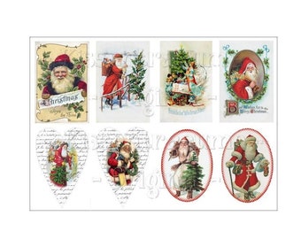 Christmas, iron-on foil, iron-on transfers, iron-on transfer Santa Claus, for your own works with 8 motifs in shabby / vintage style.