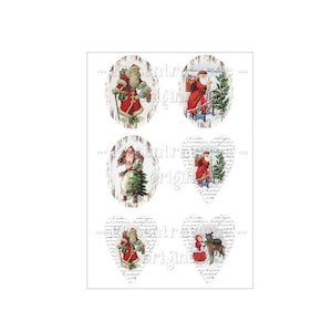 Christmas, iron-on foil, iron-on transfers, iron-on transfer Santa Claus, for your own works with 6 motifs in shabby / vintage style. image 1
