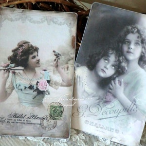 Grußkarten, Vintage Deko Karten, Postkarten im Vintage Stil, Brocante Dekoration, Eigenentwurf & Anfertigung, 5-er Set. immagine 2