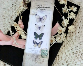 Bookmark, vintage bookmark made of double photo cardboard, butterflies motif and vintage style.