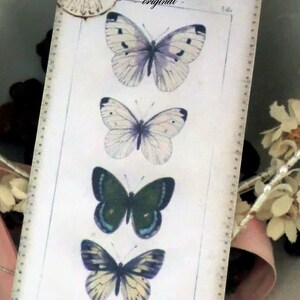 Bookmark, vintage bookmark made of double photo cardboard, butterflies motif and vintage style. image 4