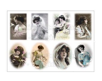 Iron-on foil, iron-on images with vintage women's motifs, 8 different iron-on images for your works in shabby / vintage style.