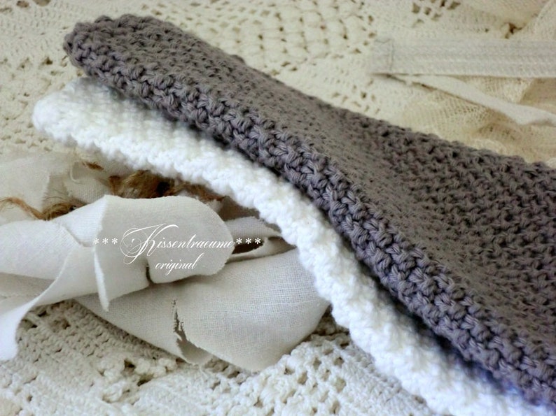 Shabby dishcloths set washcloths set crochet towels set dishcloths in beautiful gray-brown white tones & hand-knitted / crocheted image 2