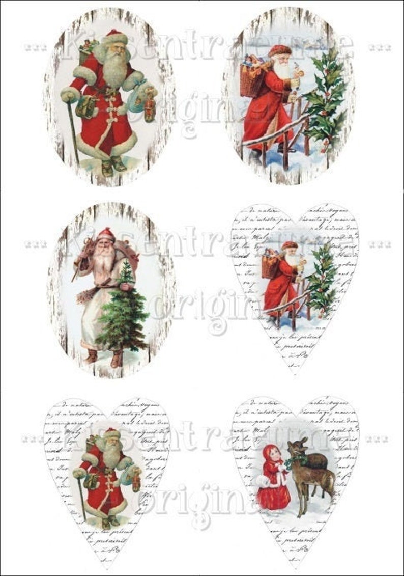 Christmas, iron-on foil, iron-on transfers, iron-on transfer Santa Claus, for your own works with 6 motifs in shabby / vintage style. image 2