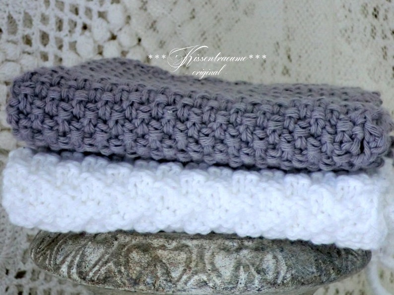 Shabby dishcloths set washcloths set crochet towels set dishcloths in beautiful gray-brown white tones & hand-knitted / crocheted image 3