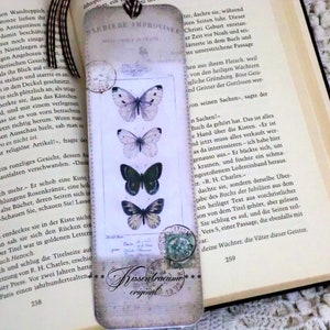 Bookmark, vintage bookmark made of double photo cardboard, butterflies motif and vintage style. image 5