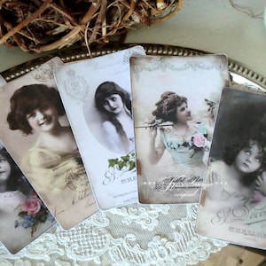 Grußkarten, Vintage Deko Karten, Postkarten im Vintage Stil, Brocante Dekoration, Eigenentwurf & Anfertigung, 5-er Set. immagine 1