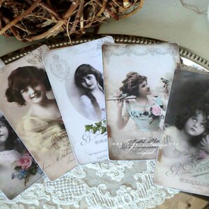 Grußkarten, Vintage Deko Karten, Postkarten im Vintage Stil, Brocante Dekoration, Eigenentwurf & Anfertigung, 5-er Set.