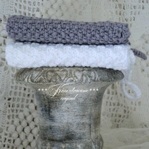 Shabby dishcloths set washcloths set crochet towels set dishcloths in beautiful gray-brown white tones & hand-knitted / crocheted image 4