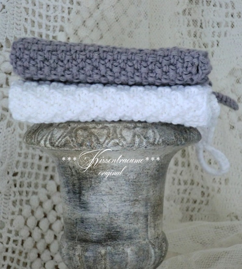 Shabby dishcloths set washcloths set crochet towels set dishcloths in beautiful gray-brown white tones & hand-knitted / crocheted image 4