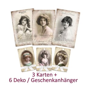Grußkarten, Vintage Deko Karten, Geschenkanhänger und Postkarten im Vintage Stil, Eigenentwurf & Anfertigung, Set No 8