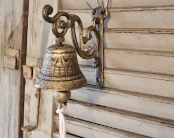 Wall bell, house bell, metal, antique brass, door bell, decorative bell, vintage style