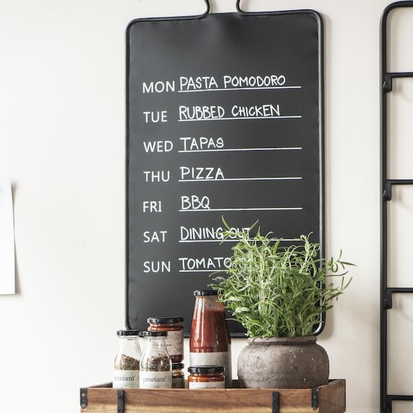 Große Tafel, Wochenkalender, 71 cm, Metall, Küchentafel, Memo, Kalender, Wandtafel, Vintage Stil, factory