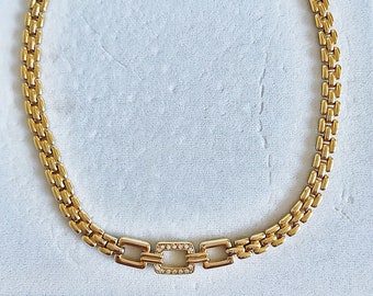 Vintage Collier, Halskette, vergoldet, 42 cm, Statement Kette, gold, Brocante
