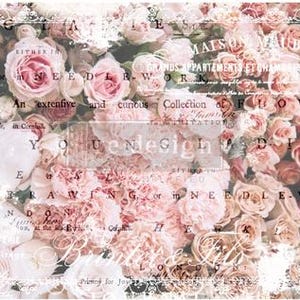 Carta per decoupage 48 x 76 cm carta velina di riso, riprogettazione del roseto inglese con prima, shabby, vintage, nostalgia