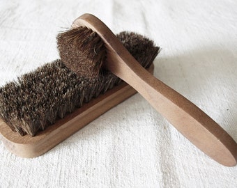SET clothes brush and shoe brush made of real horsehair with wooden handles, handmade, shabby