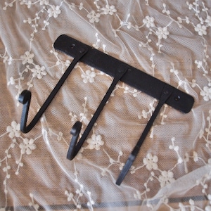 Appendiabiti da fabbrica, ferro, nero con 3 ganci, loft, stile industriale, stile vintage