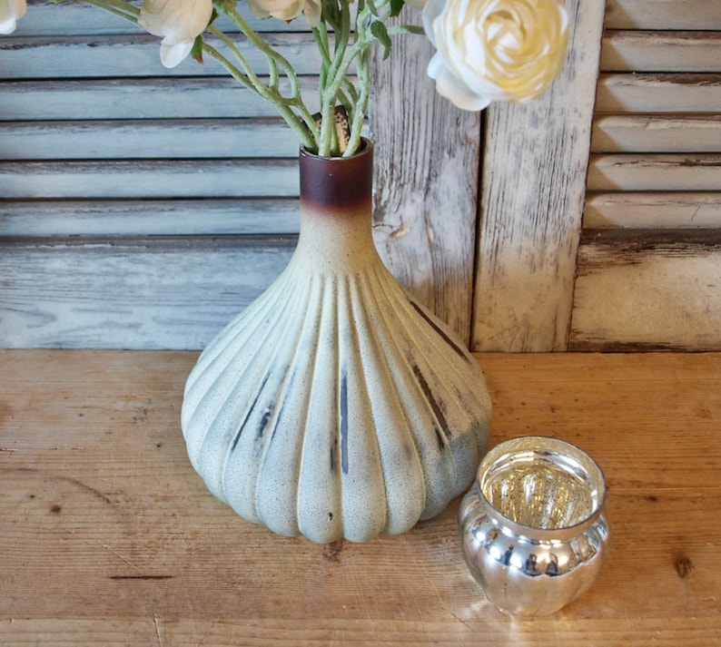 Geniale Vase, Keramik, Keramikvase, Vintage Stil, Flaschenvase, grün Bild 2