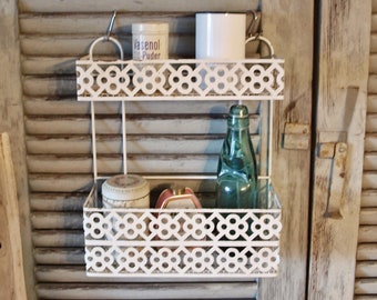 Old wall shelf from the 60s, metal, metal shelf, bathroom shelf, vintage, brocante