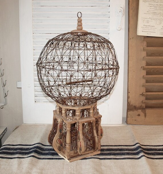 Cage à Oiseaux Ancienne Vintage Minable De Cage Oiseau