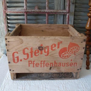 Caisse à bouteilles antique Steiger, publicité, bois, caisse de bière, caisse de bière, caisse de soda, caisse de soda, vieux, brocante, minable