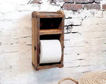 Old brick shape, toilet roll holder, wall shelf, vintage, brocante