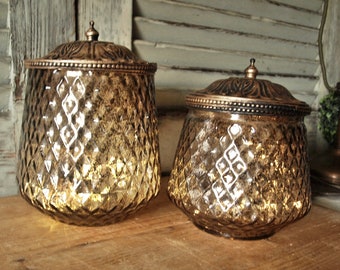 Fantastic lantern in 2 sizes, with lid, storage jar, decorative jar