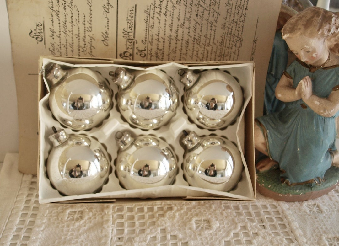 Set 6 Stück große Christbaumkugeln silber glänzend schlicht Etsy.de