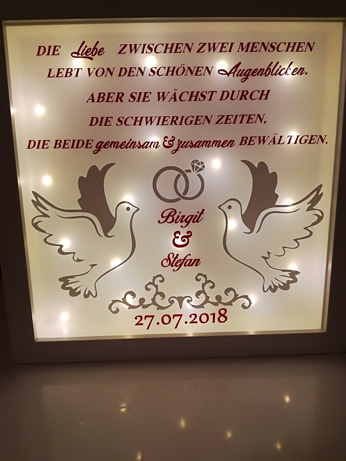 Beleuchteter Bilderrahmen Hochzeit Liebe Etsy