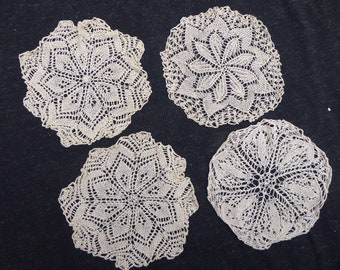 4 crochet doilies