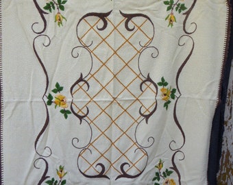 50s tablecloth, embroidery blanket