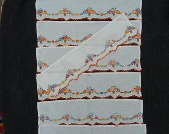 7 x vintage cabinet borders, hand-embroidered