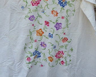 XXL linen tablecloth, embroidery blanket