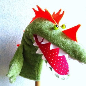 grüner Dino, Handpuppe Bild 1