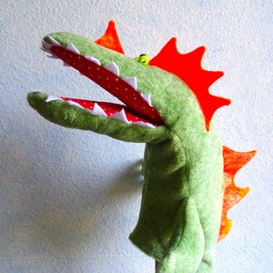 grüner Dino, Handpuppe Bild 3