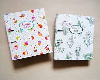 Recipe folder DIN A 4, spine width 7 cm, motif tartlets or kitchen herbs