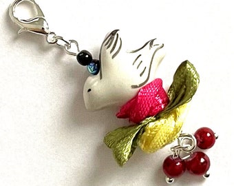 Keramik Vogel Möwe Textil Rosen Glasperlen Schlüsselanhänger Taschenanhänger