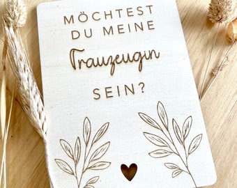 Trauzeugin Postkarte | Holzpostkarte | Möchtest du mein Trauzeugin sein? | Hochzeit