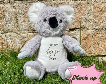 Mockup Mumbles Printme bicho de pelúcia urso coala personalizado brinquedo macio JPG download digital presente