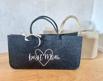 Personalisierter Filzshopper mit Wunschwort und Herz I MUTTERTAG | Namenstasche |Geschenk für Sie | Mom Bag