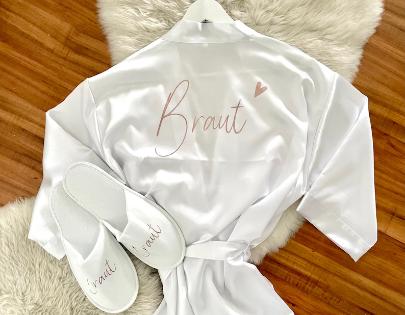 Morgenmantel Braut Hochzeit Brautkimono JGA getting ready personalisierbar Bild 9