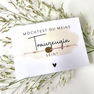 Trauzeugin Armband mit Karte, Trauzeugingeschenk Hochzeit, Möchtest du meine Trauzeugin sein? Postkarte, gravierter Schmuck