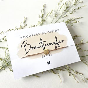 Brautjungfer Armband mit Karte, Brautjungfergeschenk Hochzeit, Möchtest du meine Brautjungfer sein? Postkarte, gravierter Schmuck