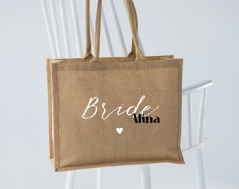 Braut Tasche personalisierte Tasche | Jutetasche | Jutebag | Hochzeitstasche | JGA Hochzeit Brautjungferngeschenk Trauzeugingeschenk