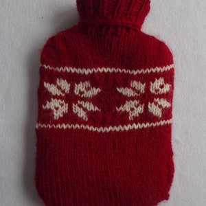 Hot water bottles cover &quot;Stern&quot; in Red and Cream Alpaca & Merinowool - single item