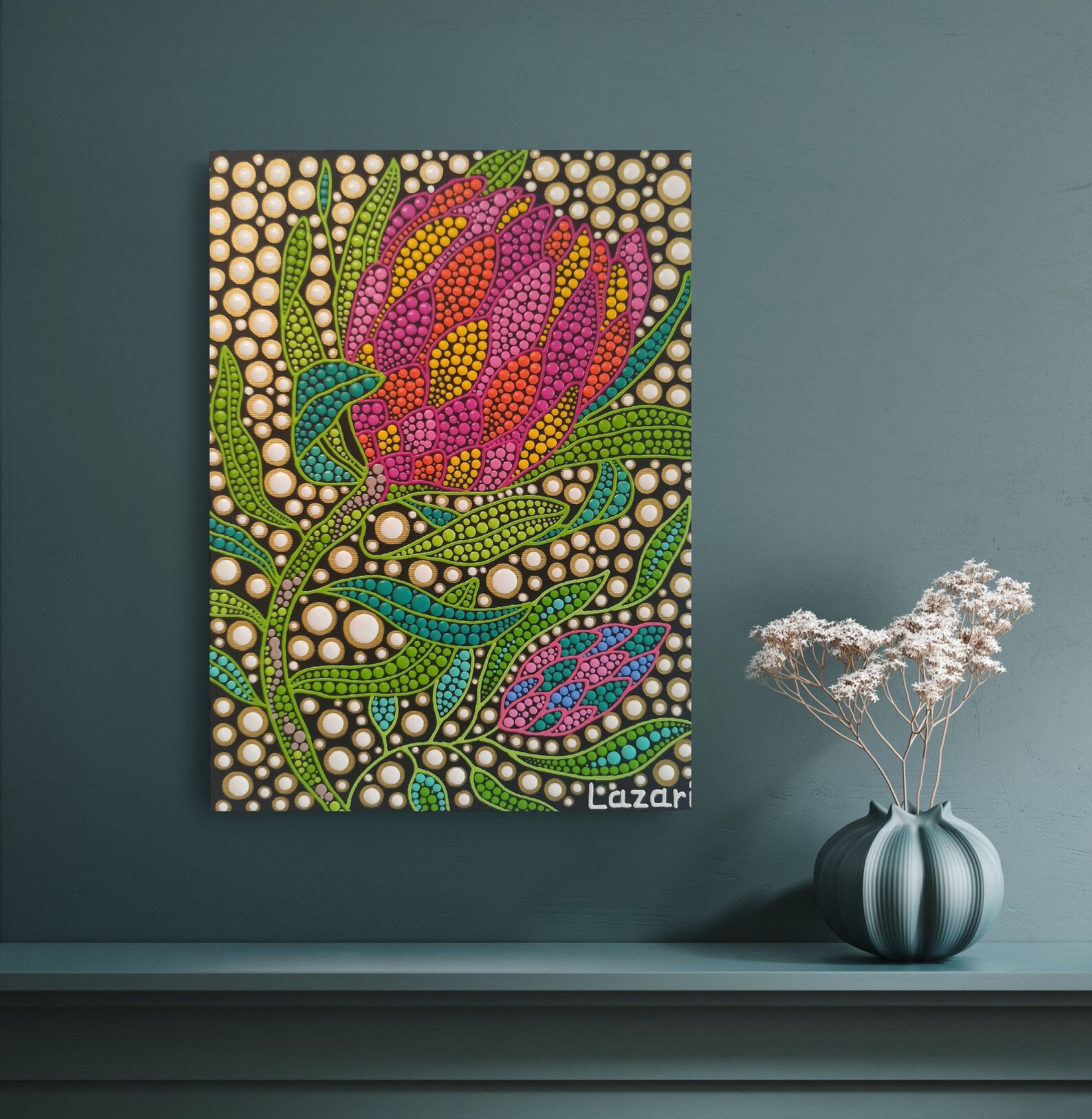 Pink Protea Flower Art Pink Flowers Art Original Protea - Etsy