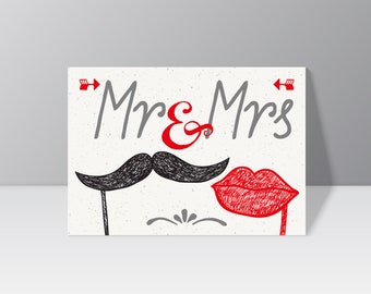 Postkarte "Mr & Mrs" zur Verlobung o. Hochzeit