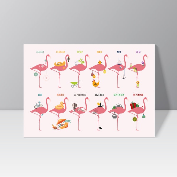 Postkarte "Ein Flamingo Jahr"